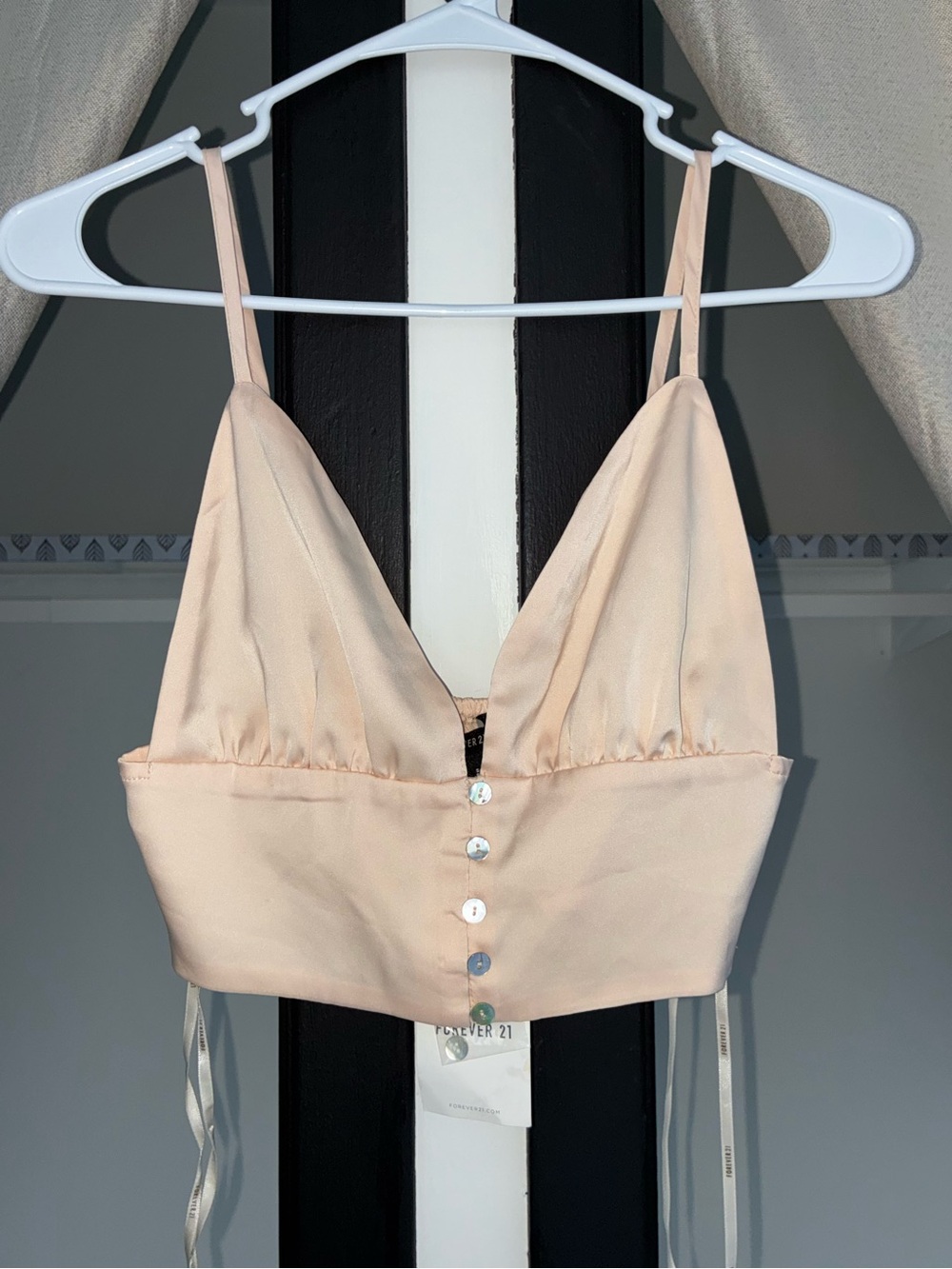 Forever 21 - Satin Button Front Crop Top